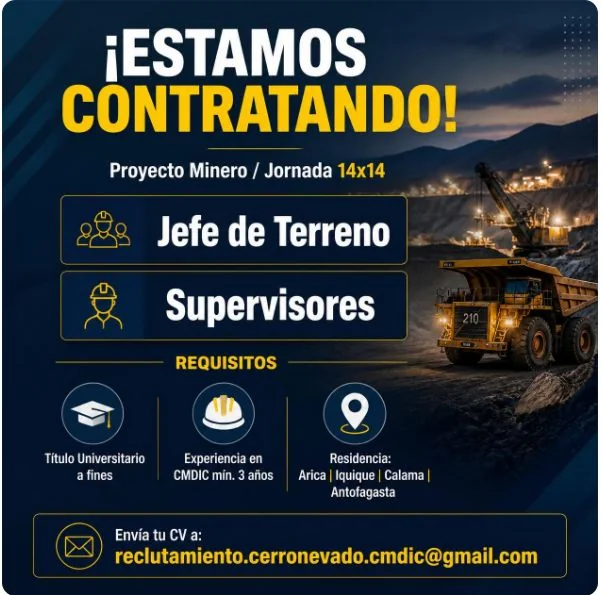Jefe de Terreno – Proyecto Minero 14x14 - imagen 1
