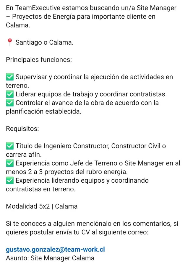 Site Manager - Proyectos de Energía - imagen 1