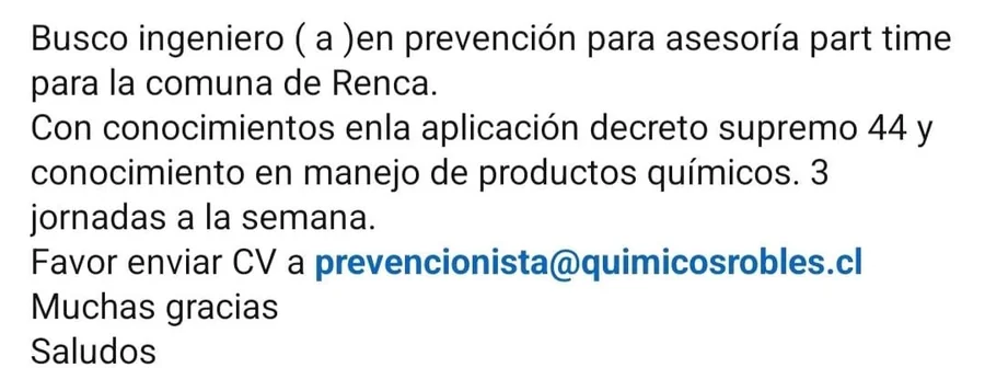 Ingeniero en Prevención para Asesoría Part Time - imagen 1