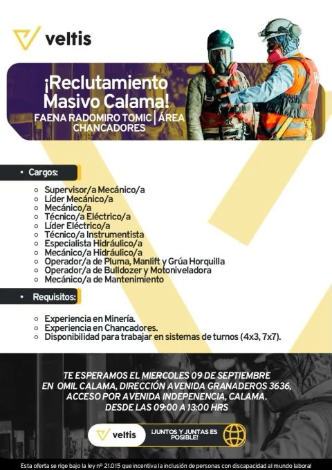 Reclutamiento Masivo Faena Radomiro Tomic - Calama - imagen 1