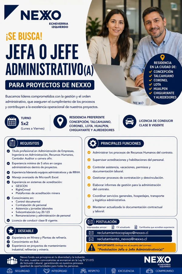 Jefa o Jefe Administrativo(a) para Proyectos Nexxo - imagen 1