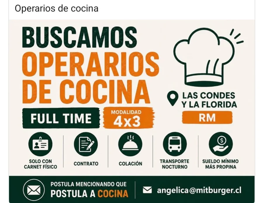 Operarios de Cocina Full Time - imagen 1