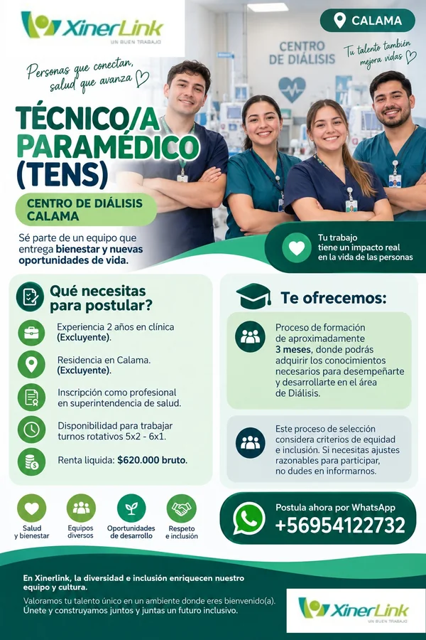 Técnico/a Paramédico TENS para Centro de Diálisis - imagen 1