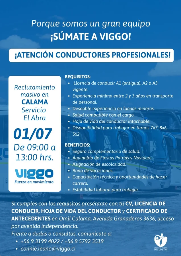Conductores para faena minera en Calama - imagen 1