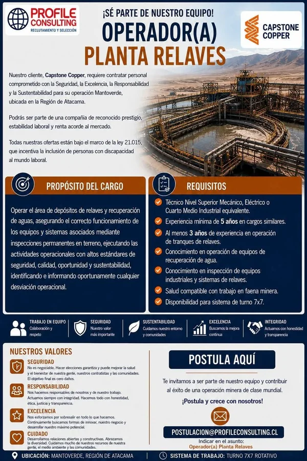 Operador(a) Planta Relaves - imagen 1