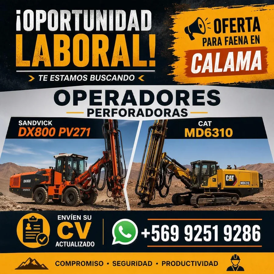 Operadores de perforadoras para faena en Calama - imagen 1
