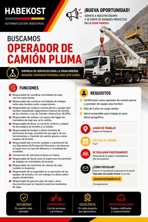 Operador de Camión Pluma - imagen 1
