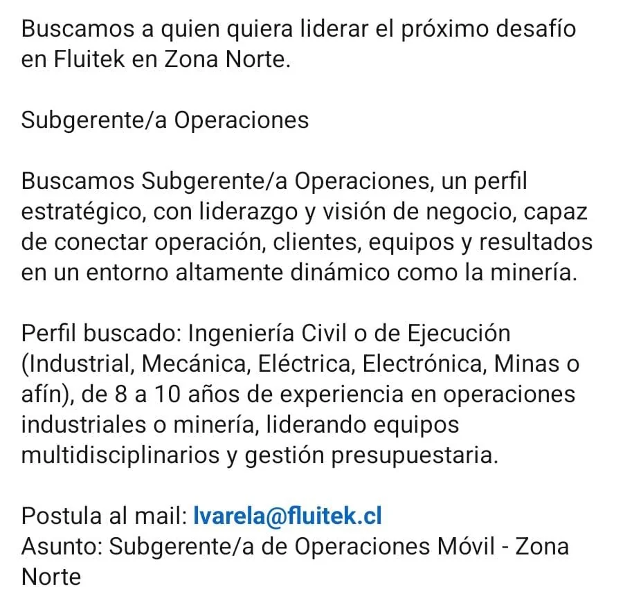 Subgerente de Operaciones - imagen 1