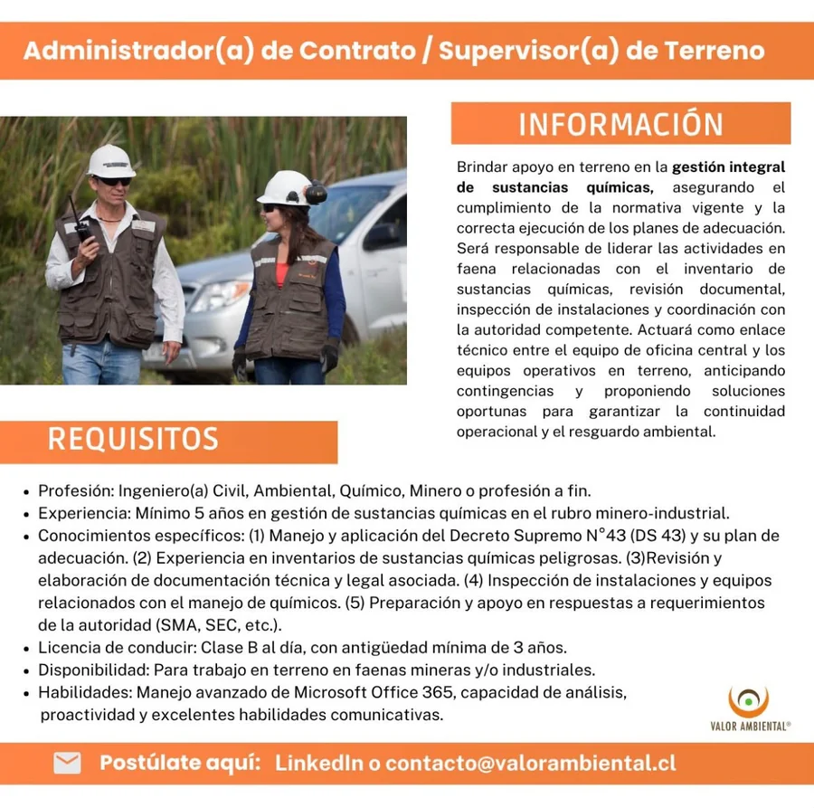 Administrador de Contrato y Supervisor de Terreno - imagen 1