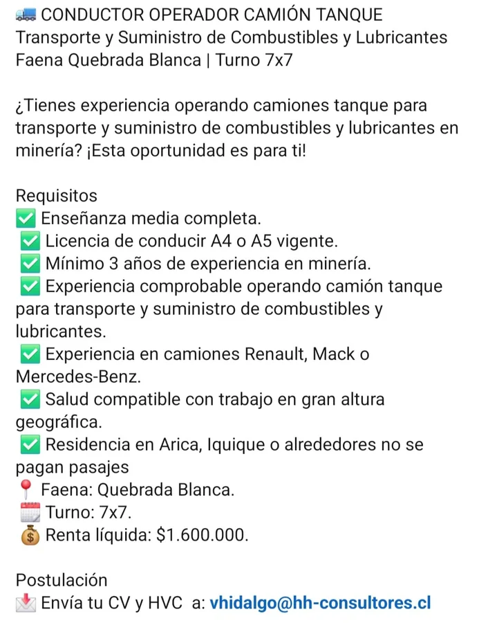 Conductor Operador Camión Tanque - imagen 1