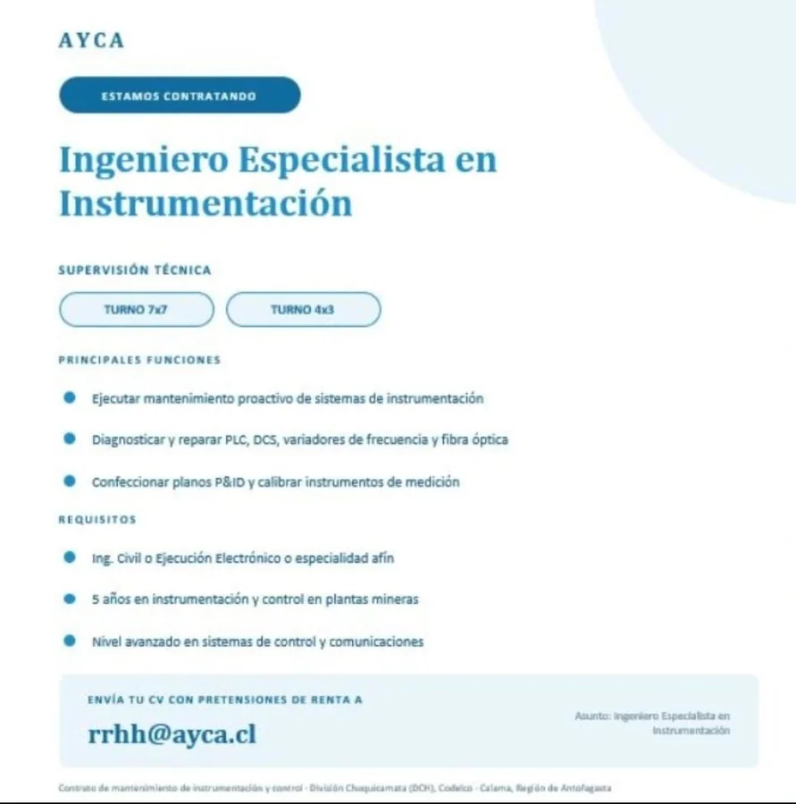 Ingeniero Especialista en Instrumentación - imagen 1