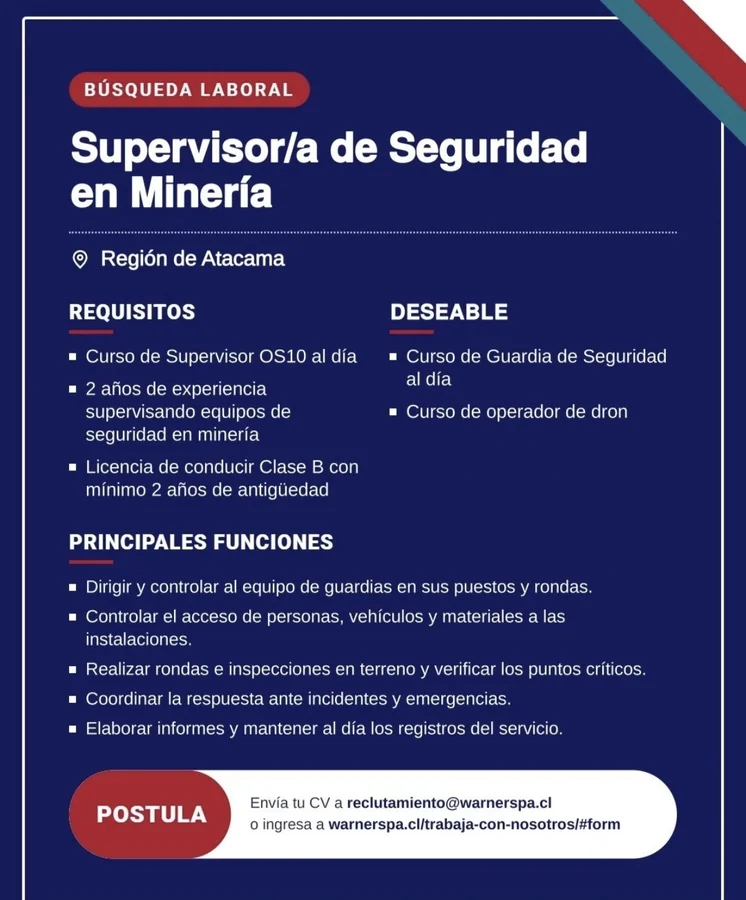 Supervisor/a de Seguridad en Minería - imagen 1
