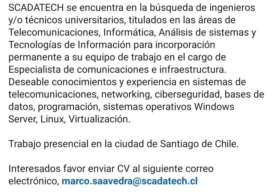 Especialista en Comunicaciones e Infraestructura - imagen 1