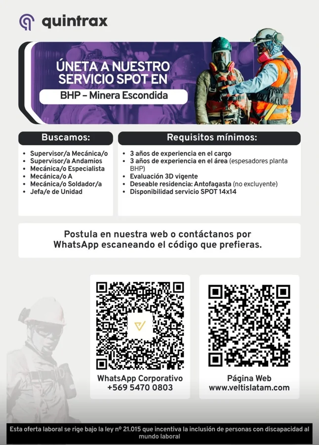 Supervisores y Mecánicos para Servicio Spot Minería - imagen 1