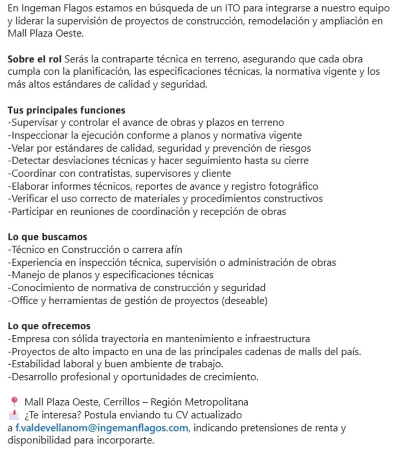 Inspector Técnico de Obra (ITO) - imagen 1