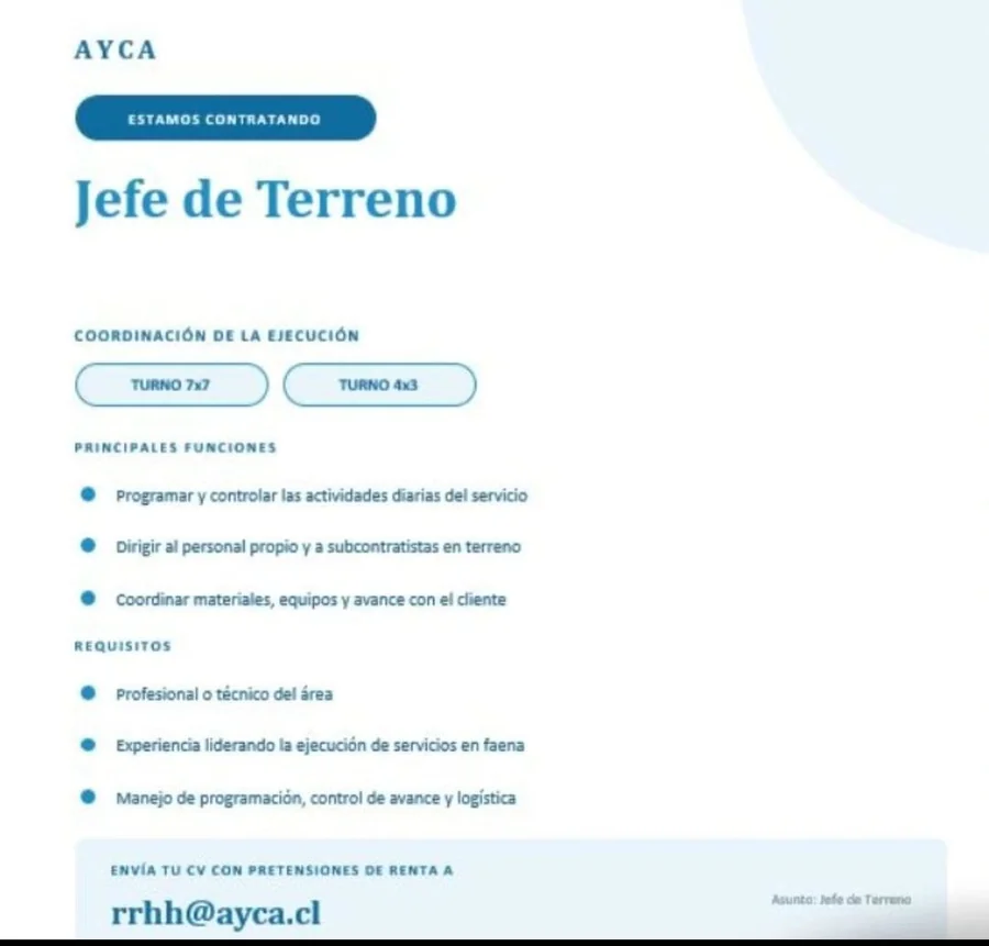 Jefe de Terreno - imagen 1