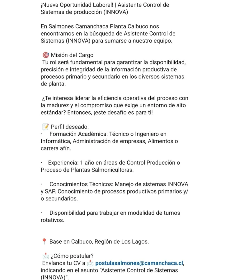 Asistente Control de Sistemas (INNOVA) - imagen 1