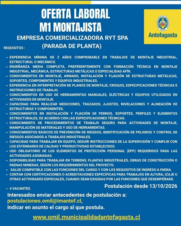 Montajista M1 - Parada de Planta - imagen 1