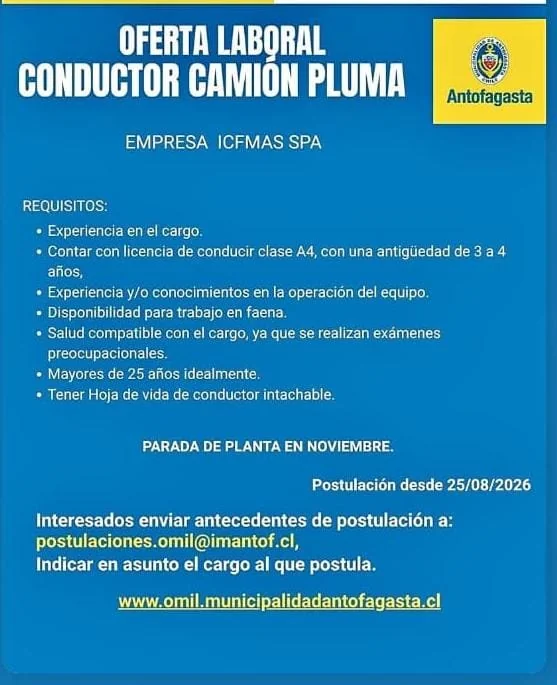 Conductor de Camión Pluma - imagen 1