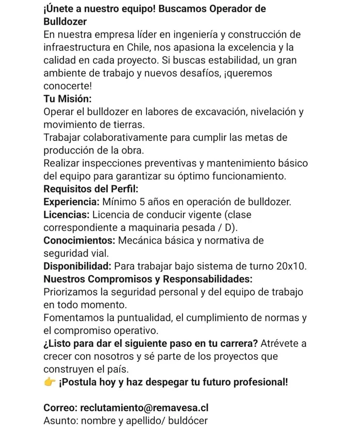 Operador de Bulldozer - imagen 1