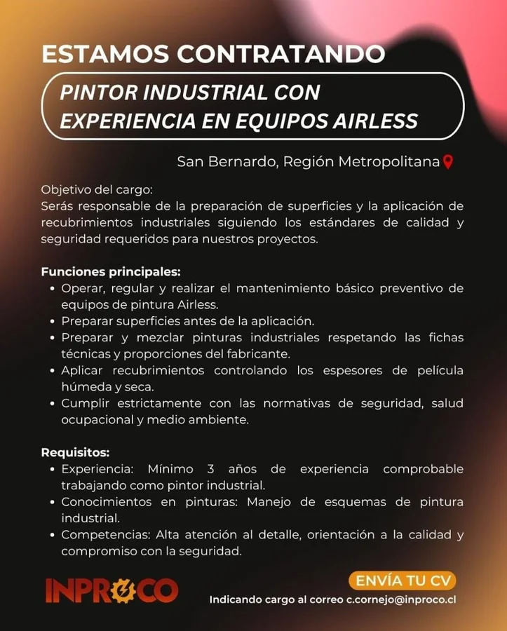 Pintor industrial con experiencia en equipos airless - imagen 1