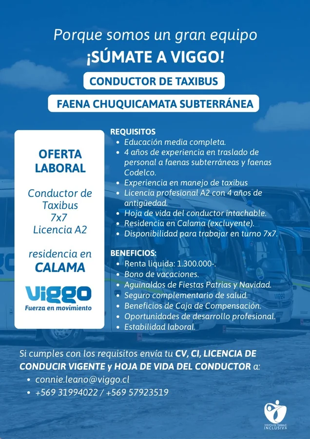 Conductor de Taxibus - Faena Chuquicamata - imagen 1