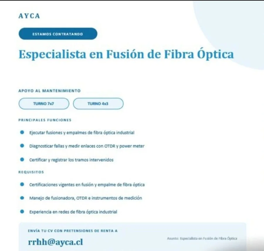 Especialista en Fusión de Fibra Óptica - imagen 1