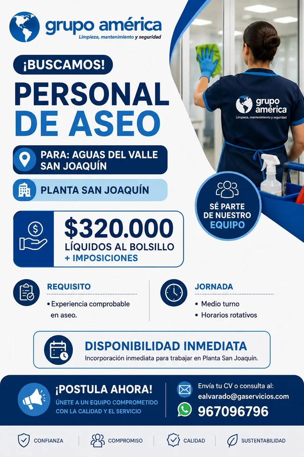 Personal de Aseo para Planta San Joaquín - imagen 1