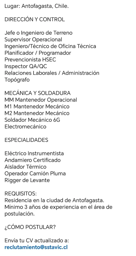 Convocatoria Laboral en Terreno y Mantenimiento - imagen 1