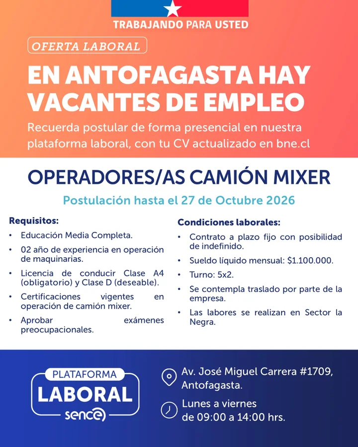 Operadores/as Camión Mixer - imagen 1