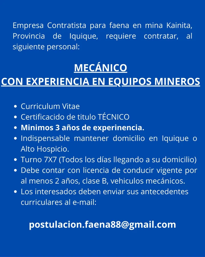 Mecánico de Equipos Mineros - imagen 1