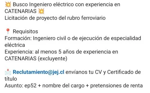 Ingeniero eléctrico con experiencia en catenarias - imagen 1
