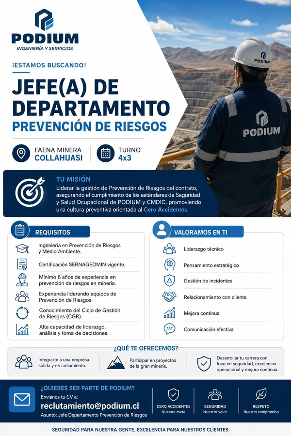 Jefe de Prevención de Riesgos Minería Collahuasi - imagen 1
