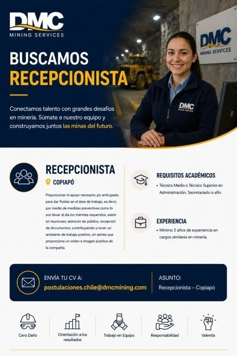 Recepcionista Copiapó - DMC Mining - imagen 1