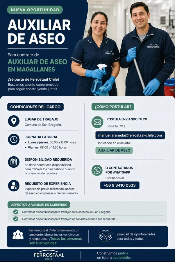 Auxiliar de Aseo Ferrostaal Chile - imagen 1