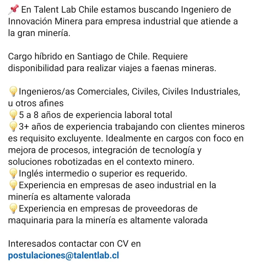 Ingeniero de Innovación Minera - imagen 1