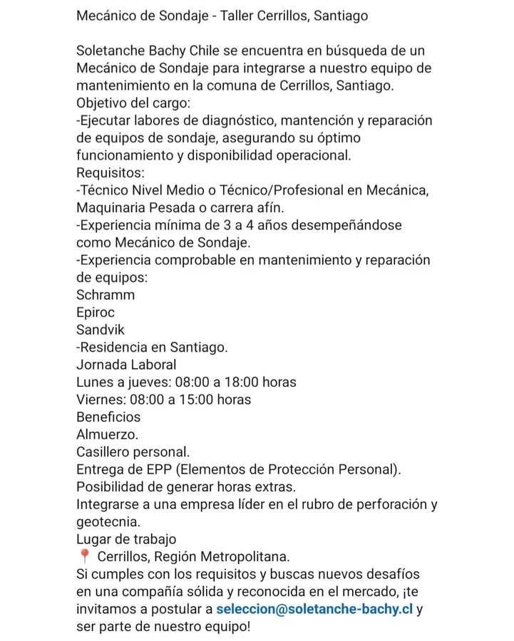 Mecánico de Sondaje - imagen 1