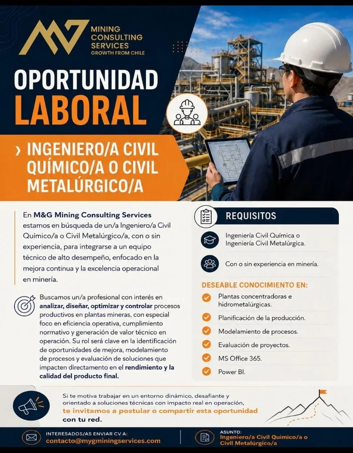 Ingeniero Civil Químico o Metalúrgico - imagen 1