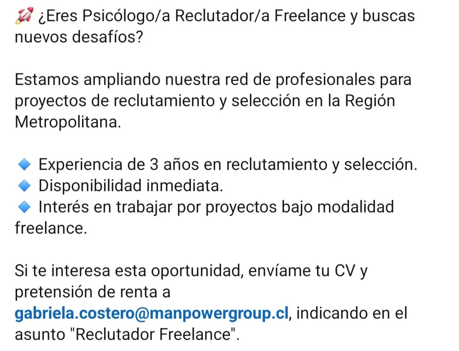 Psicólogo/a Reclutador/a Freelance - imagen 1