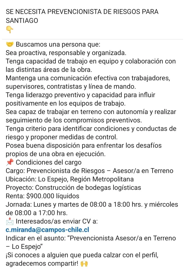 Prevencionista de Riesgos - Asesor/a en Terreno - imagen 1