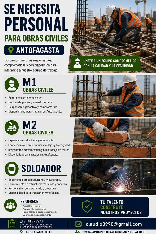 Personal para Obras Civiles y Soldadores - imagen 1