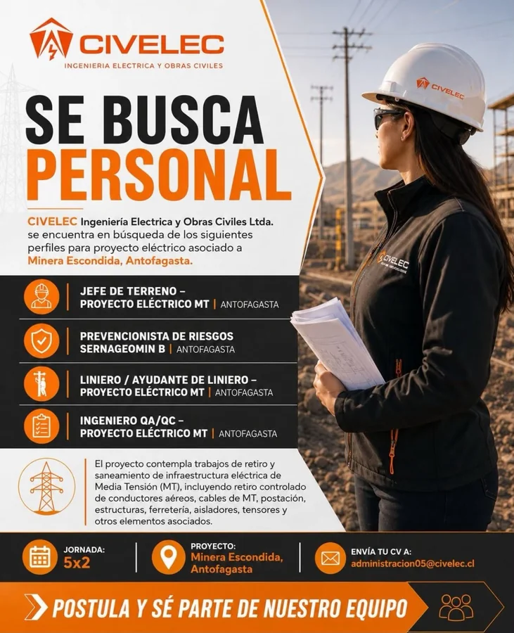 Personal para Proyecto Eléctrico Minero - imagen 1