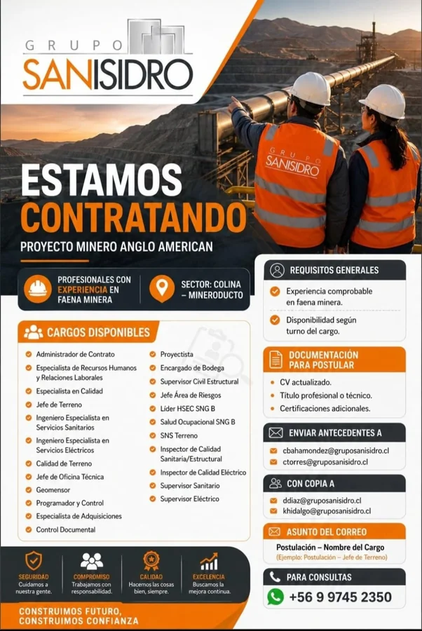 Cargos en faena minera Anglo American - imagen 1