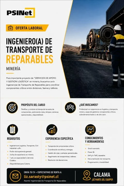 Ingeniero(a) de Transporte de Reparables - imagen 1