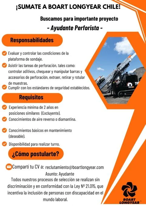 Ayudante Perforista - Boart Longyear Chile - imagen 1