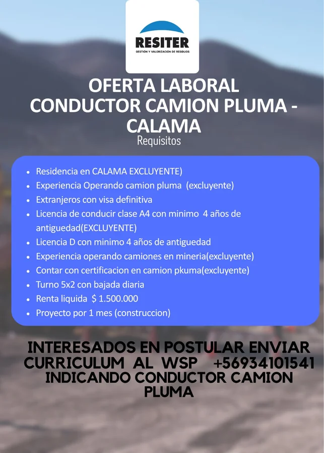 Conductor de Camión Pluma - imagen 1
