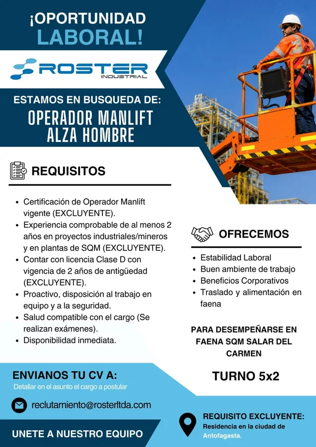 Operador de Manlift Alza Hombre - imagen 1