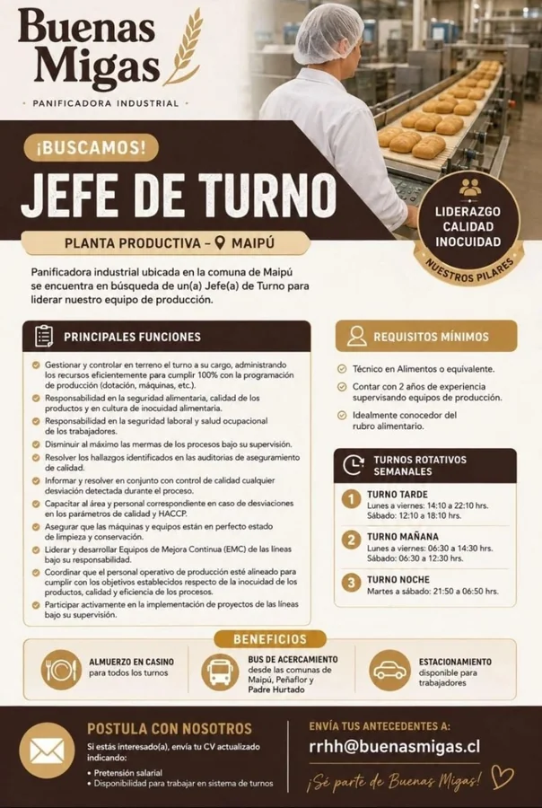 Jefe de Turno Planta Productiva - imagen 1