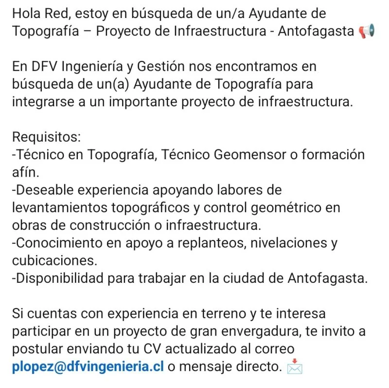 Ayudante de Topografía para Infraestructura - imagen 1