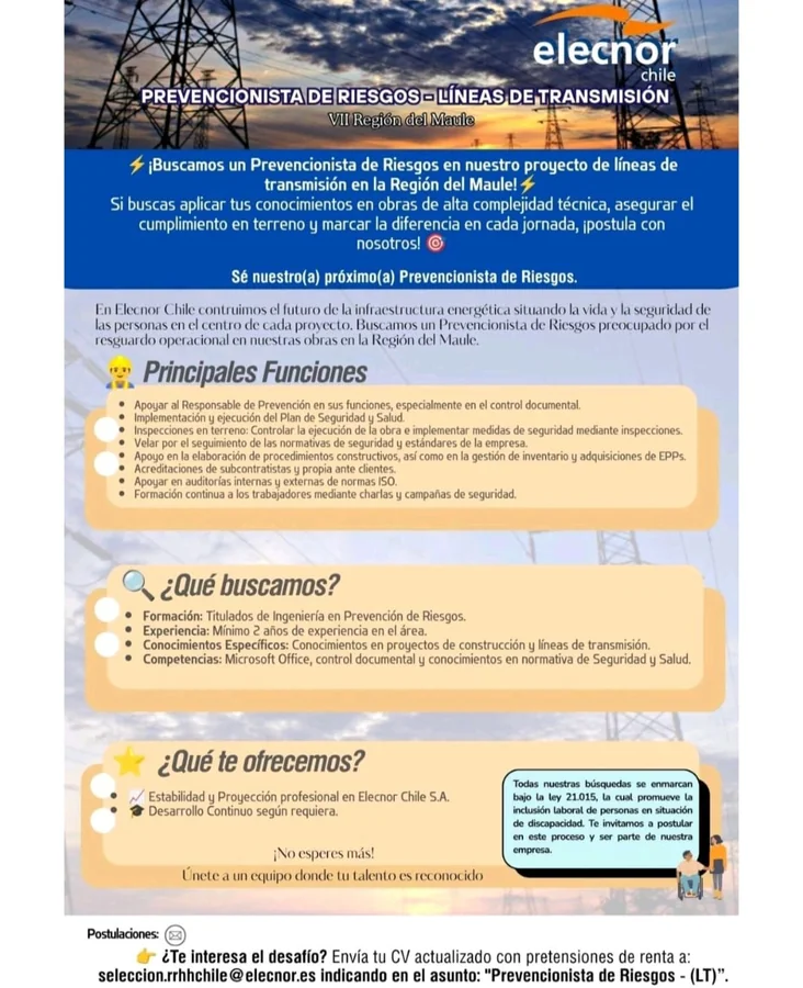Prevencionista de Riesgos - Líneas de Transmisión - imagen 1